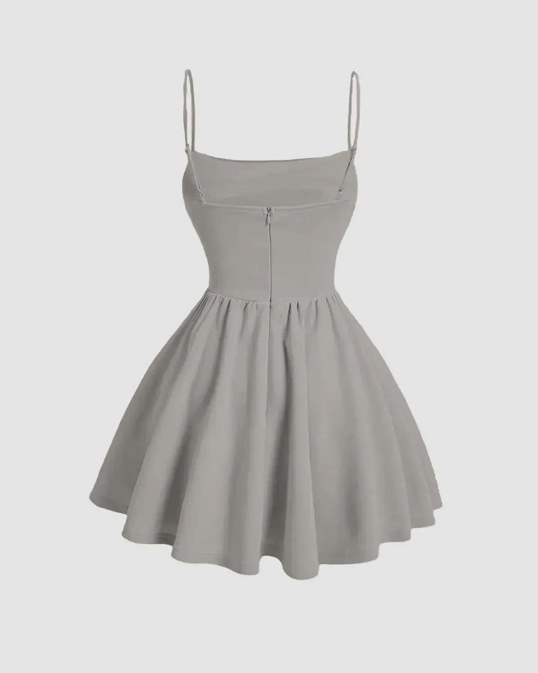 Pleated Waist Cami Short Dress In Mouse Color - Image 2