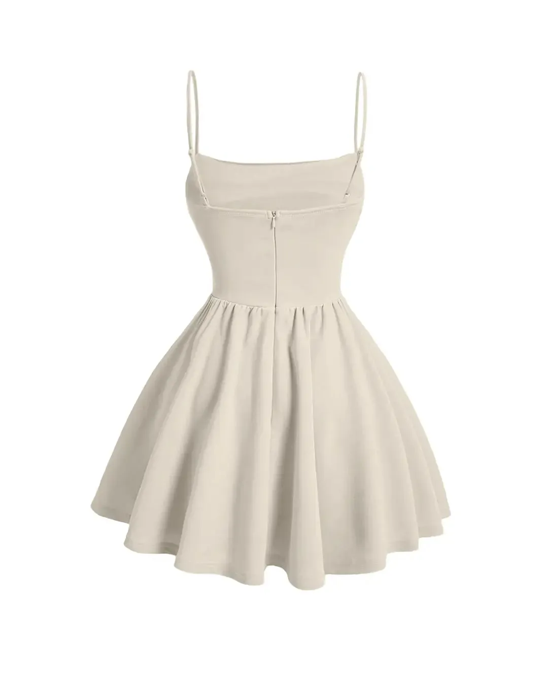 Pleated Waist Cami Short Dress In Off-White - Image 2