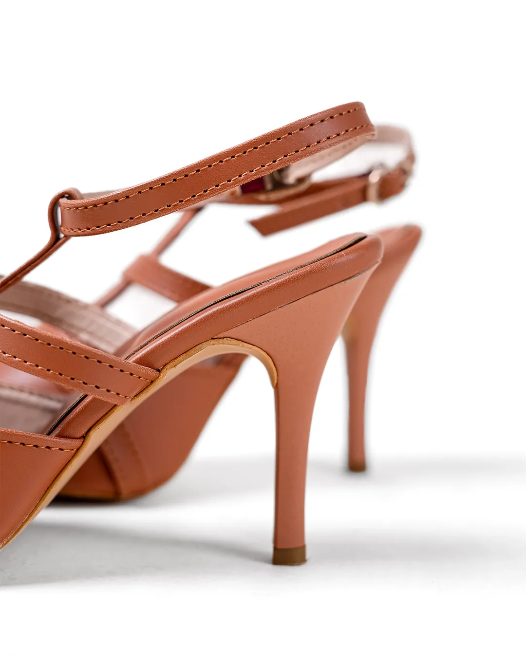 Pointed Toe Slingback Strappy Heel In Tan - Image 4