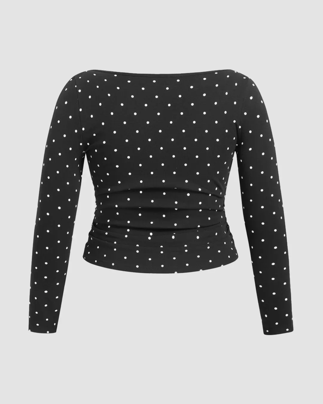 Polka Dot Boat Neck Ruched Top Curve & Plus - Image 2