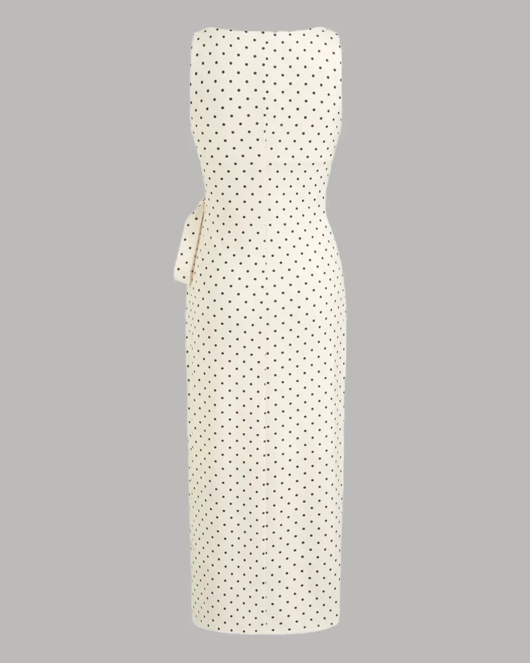 Polka Dot Boat Neck Tie Side Split Midi Dress - Image 2