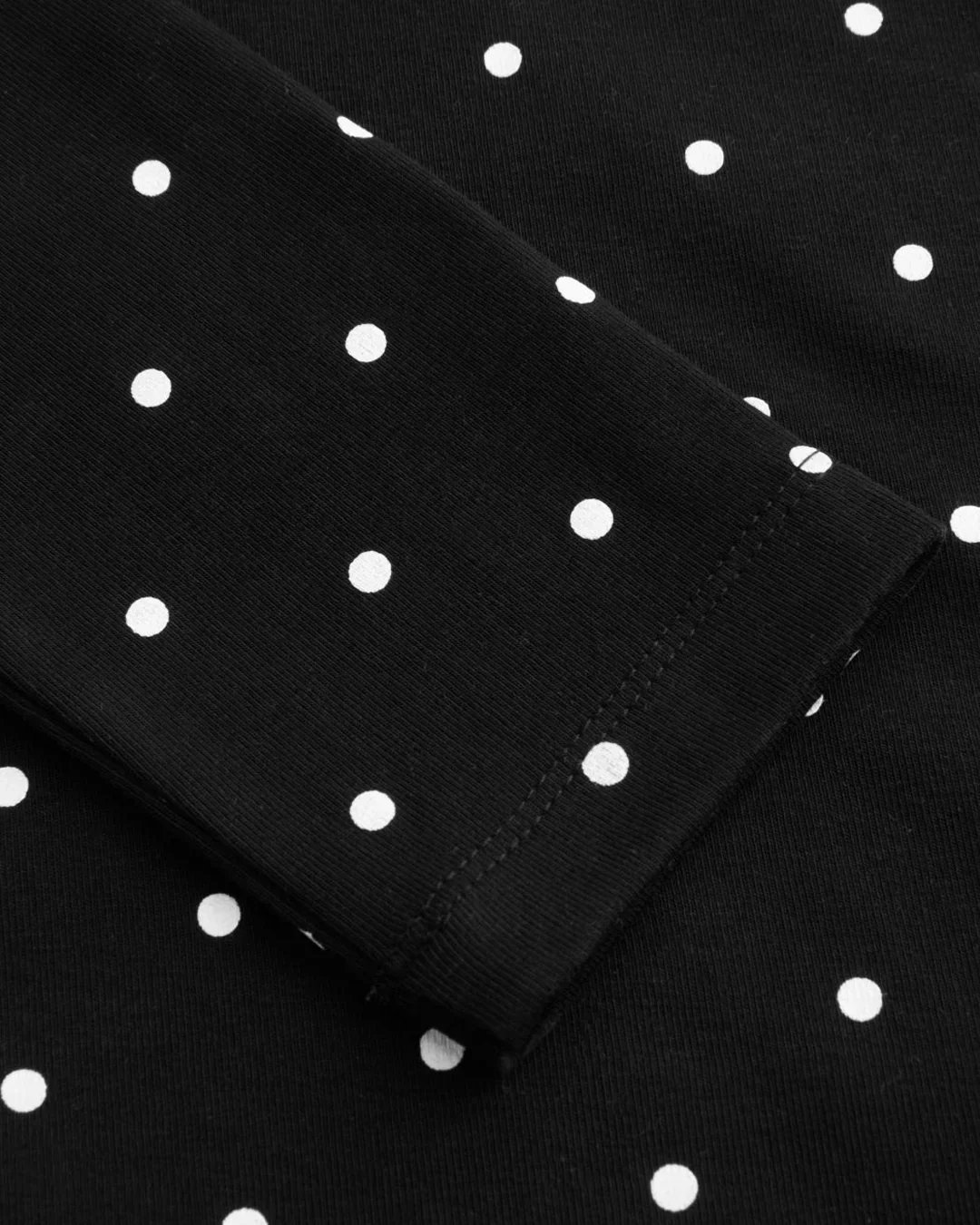 Polka Dot Boat Neck Slim Fit Full Sleeve Top in Black - Image 4