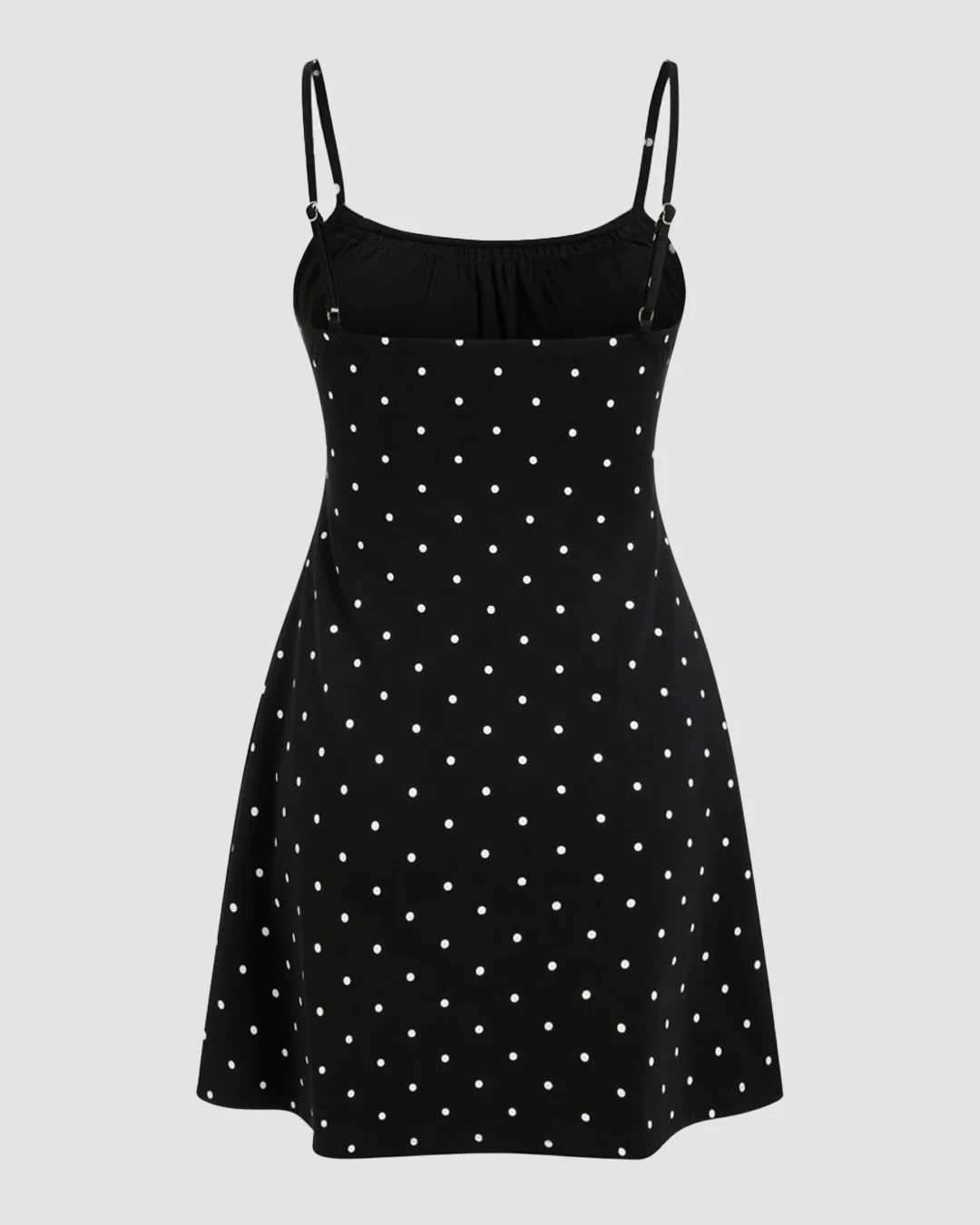 Polka Dot Square-neckline Lace Patched Mini Dress - Image 3