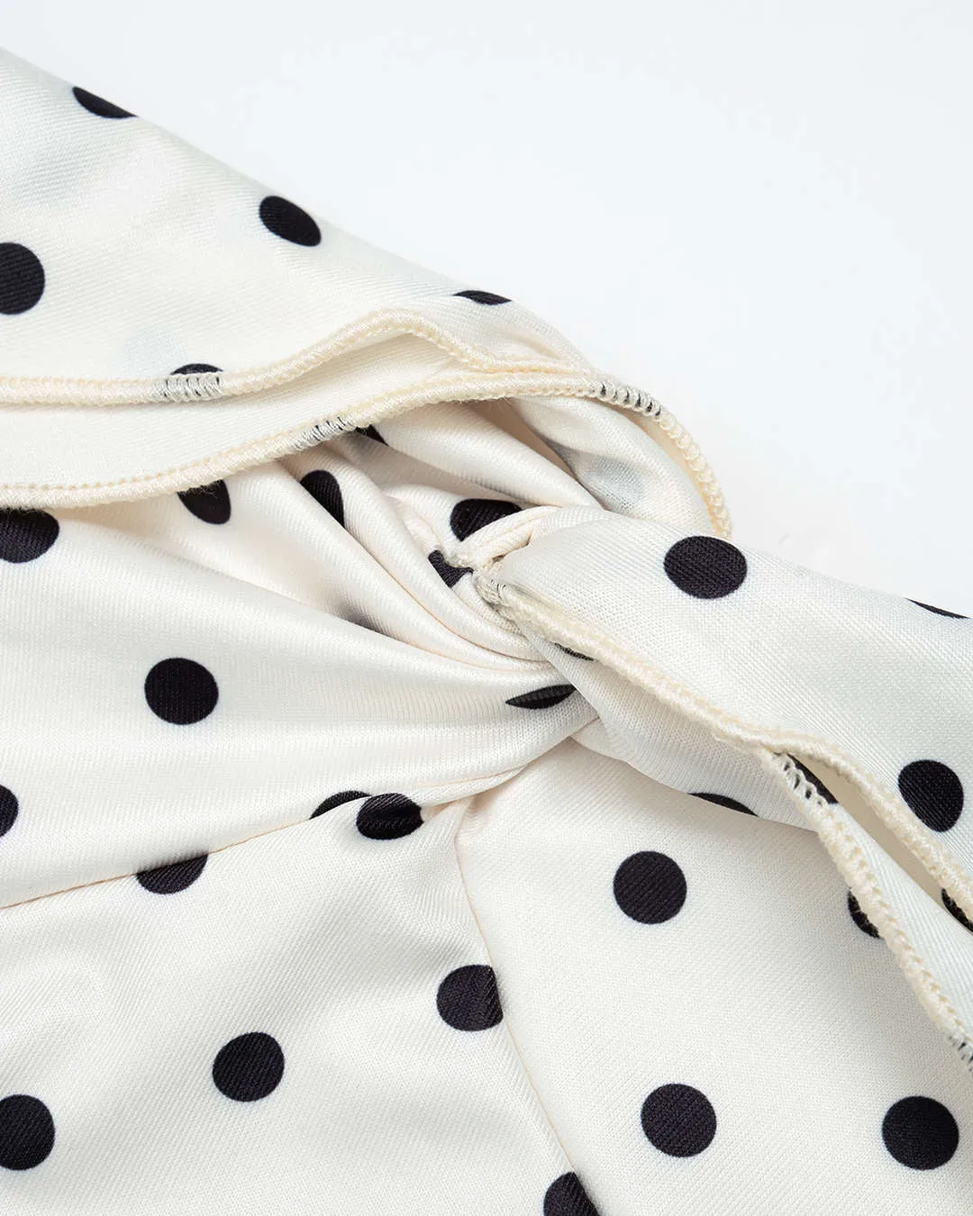 Polka Dots Print Ruched Off Shoulder Top And Tie-Up Skirt Set - Image 5