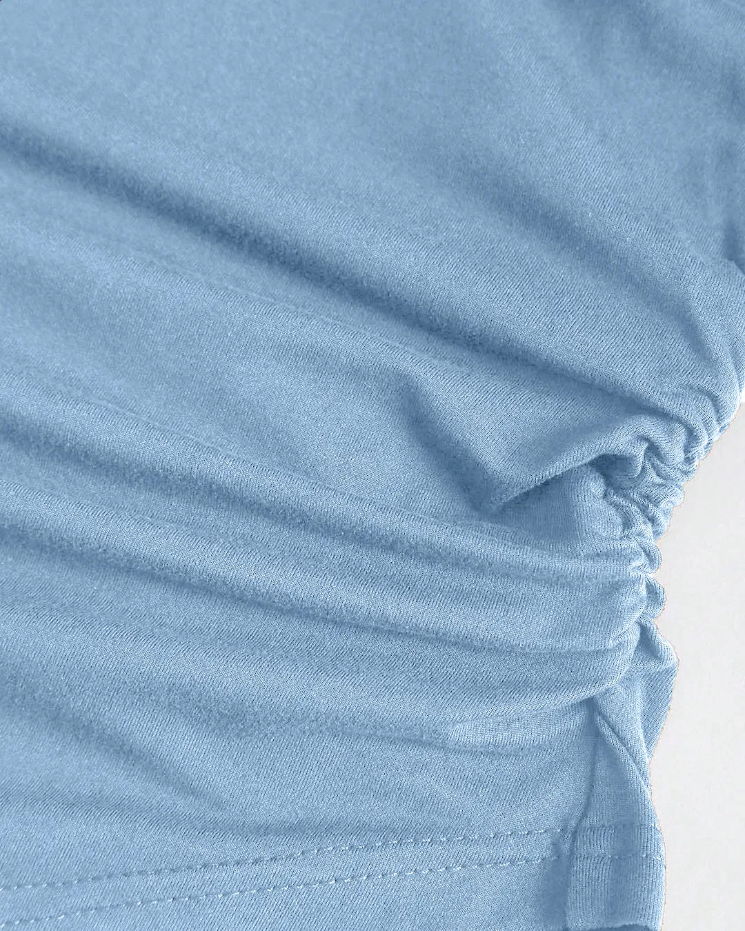 Powder Blue One Shoulder Bow Detail Full Sleeve Top - Image 3
