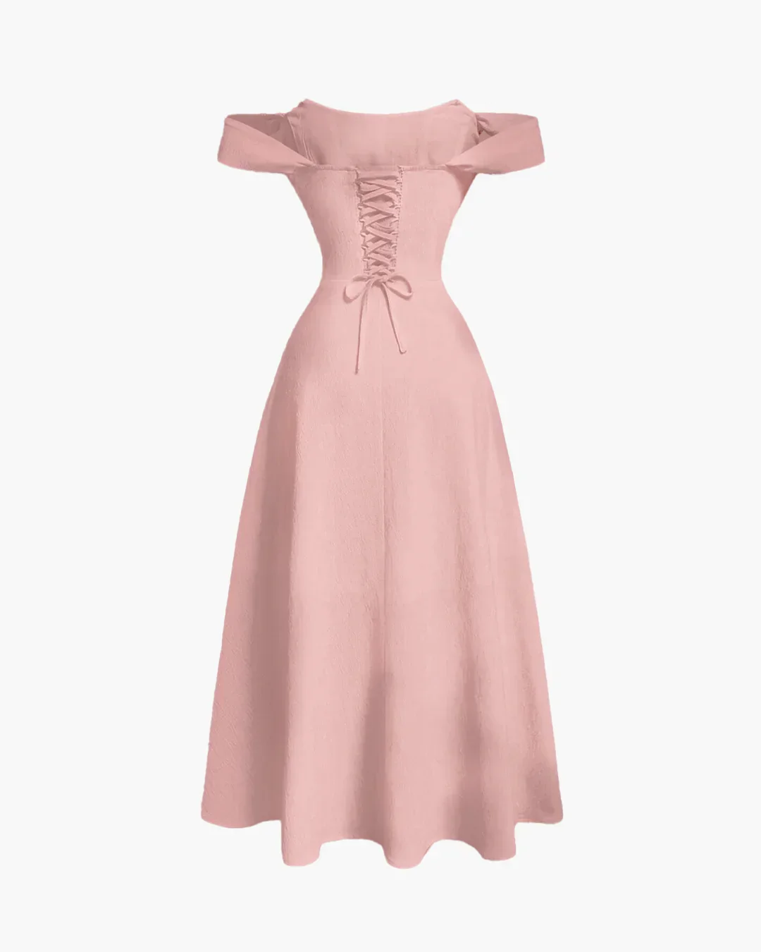 Pink Off the Shoulder Cinched Waist Midi Dress - Image 2
