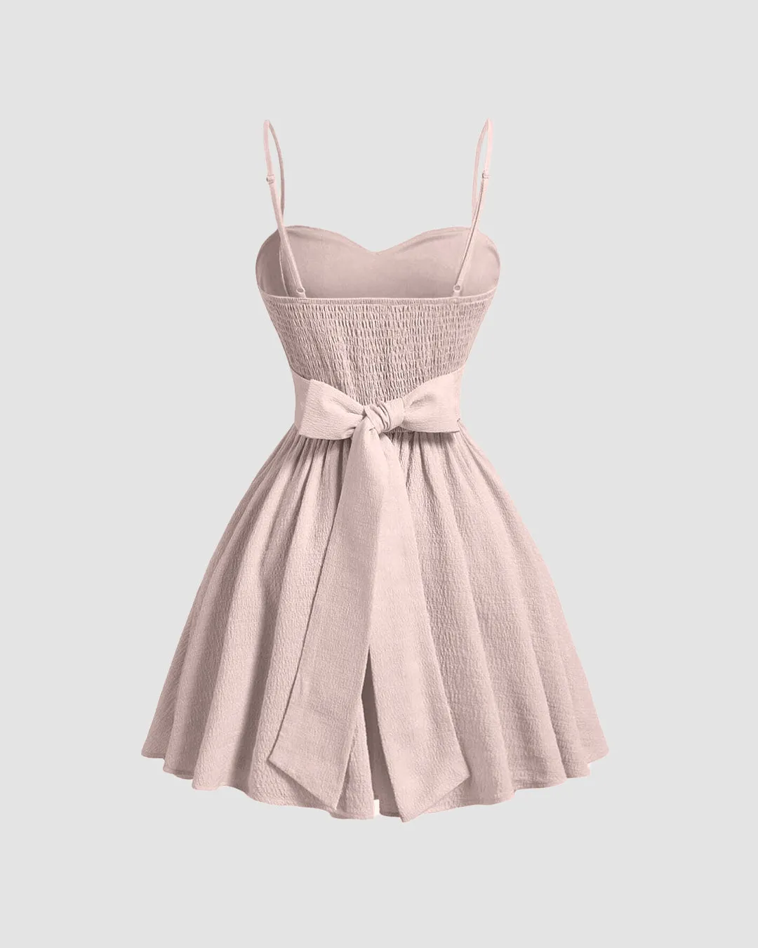 Powder Pink Sleeveless Flared Mini Dress - Image 2