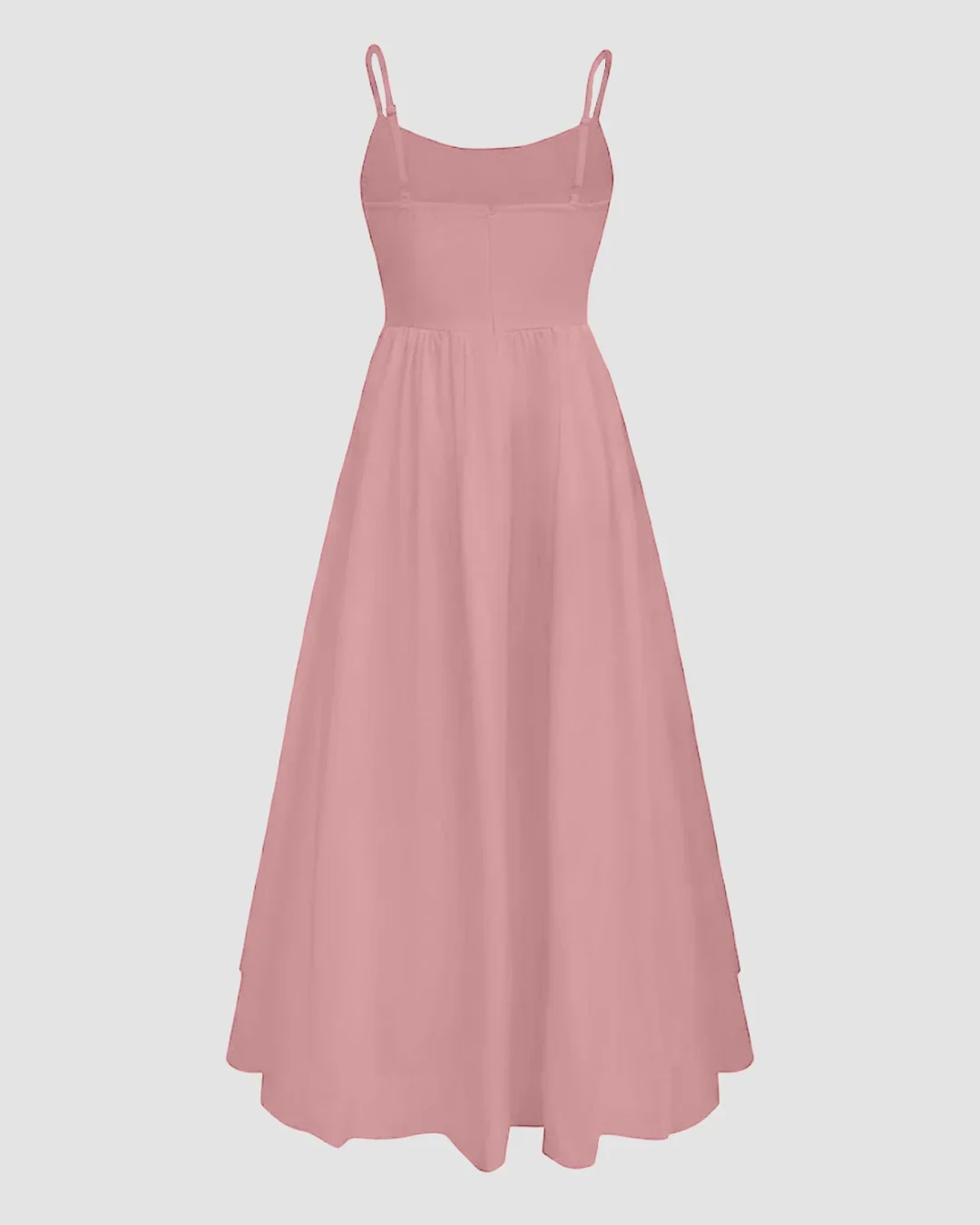 Powder Pink Spaghetti Strap Fit & Flare Midi Dress - Image 2