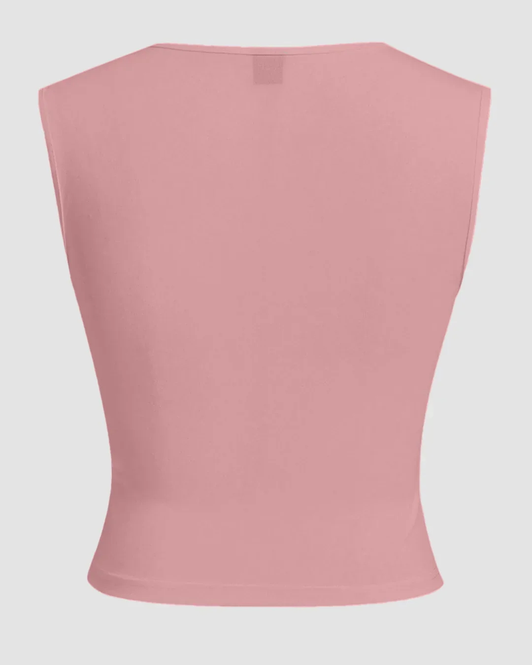 Powder Pink Square Neck Ruched Crop Top - Image 2