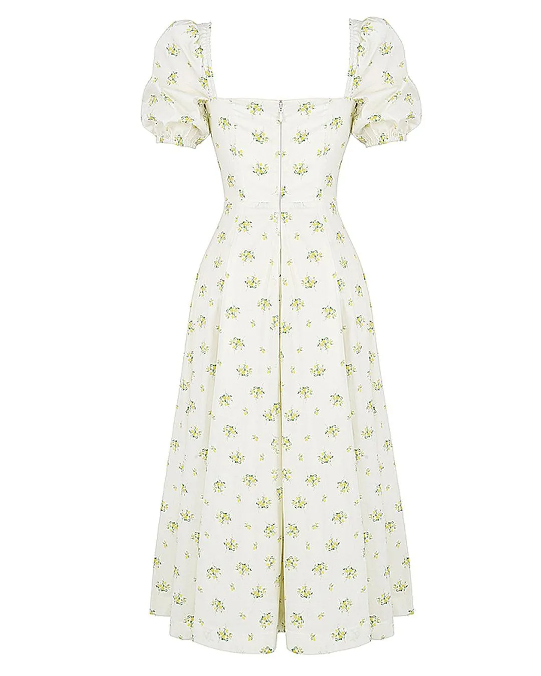 Printed Floral Halter Slim Puff Sleeve Side Slit Dress - Image 2