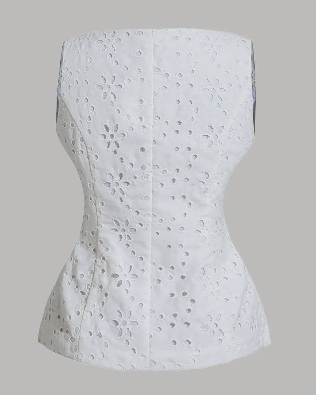 Printed Sleeveless Embroidered Eyelet Top - Image 2