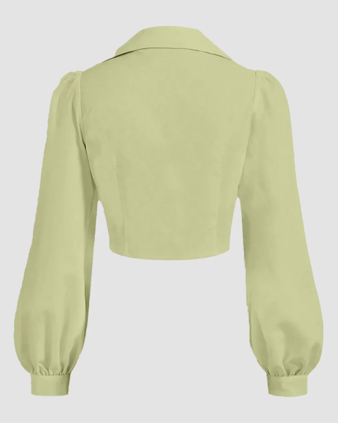 Puff Sleeve Collared Button Down Shirt in Herbal - Image 2