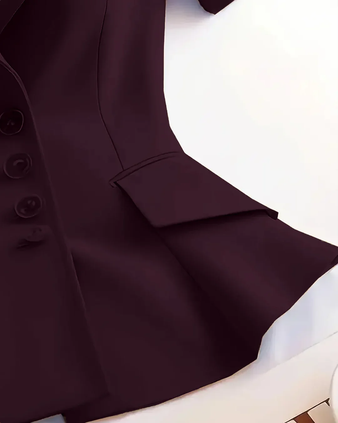 Purple Short Sleeve Front Button Blazer Top - Image 3