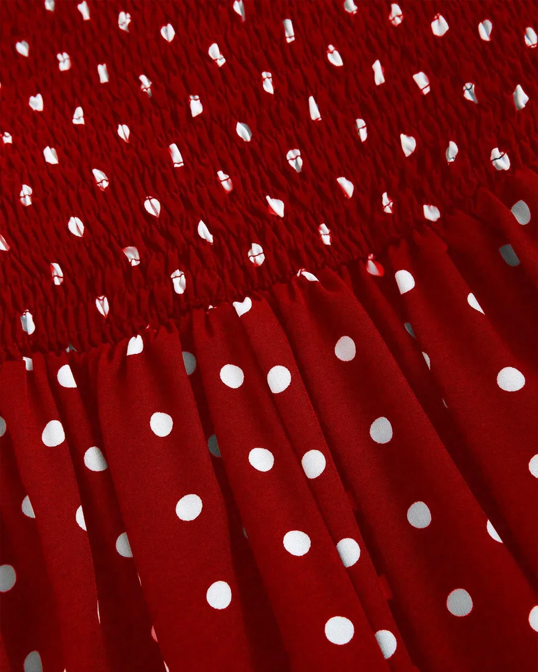 A-Line Midi Halter Neck Polka Dot Dress in Red - Image 3