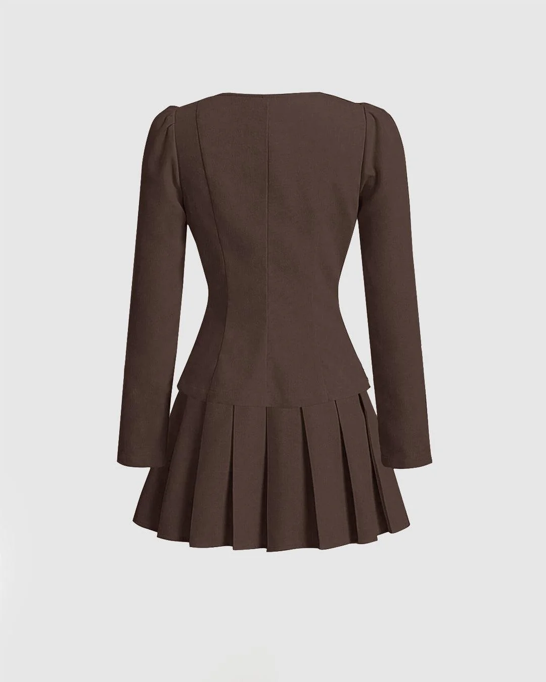 Back To School Retro Top & Skirt Set In Coco Brown - Image 2