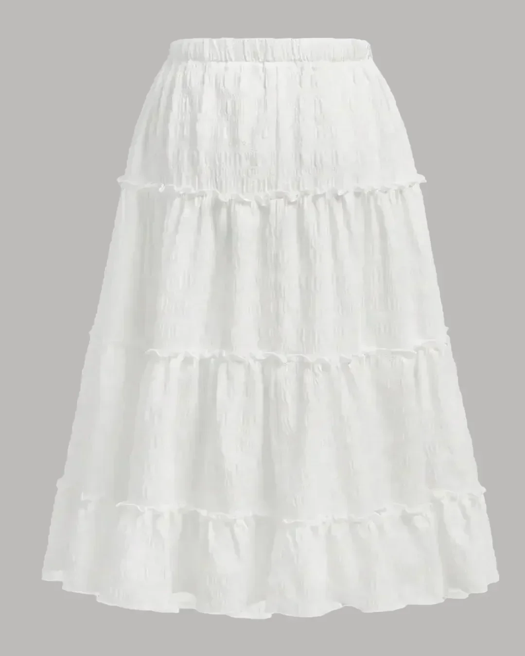 Retro Casual High Waist Solid Long Ankle Pleated Skirt in White Curve & Plus - Image 3
