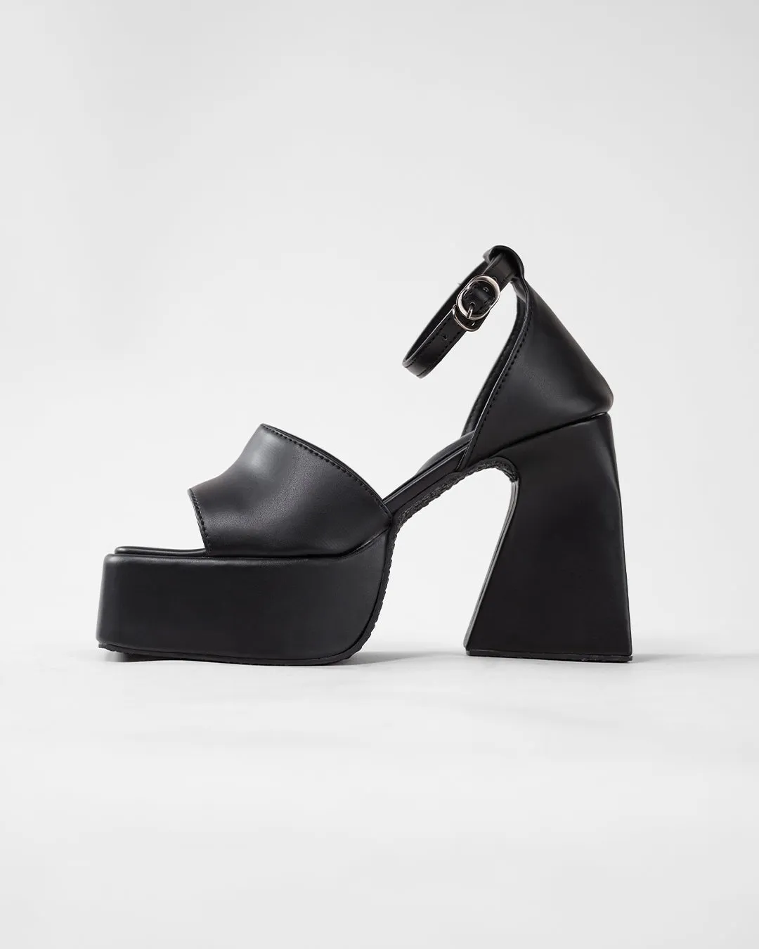 Retro Style Black Ankle Strap Platform - Image 2