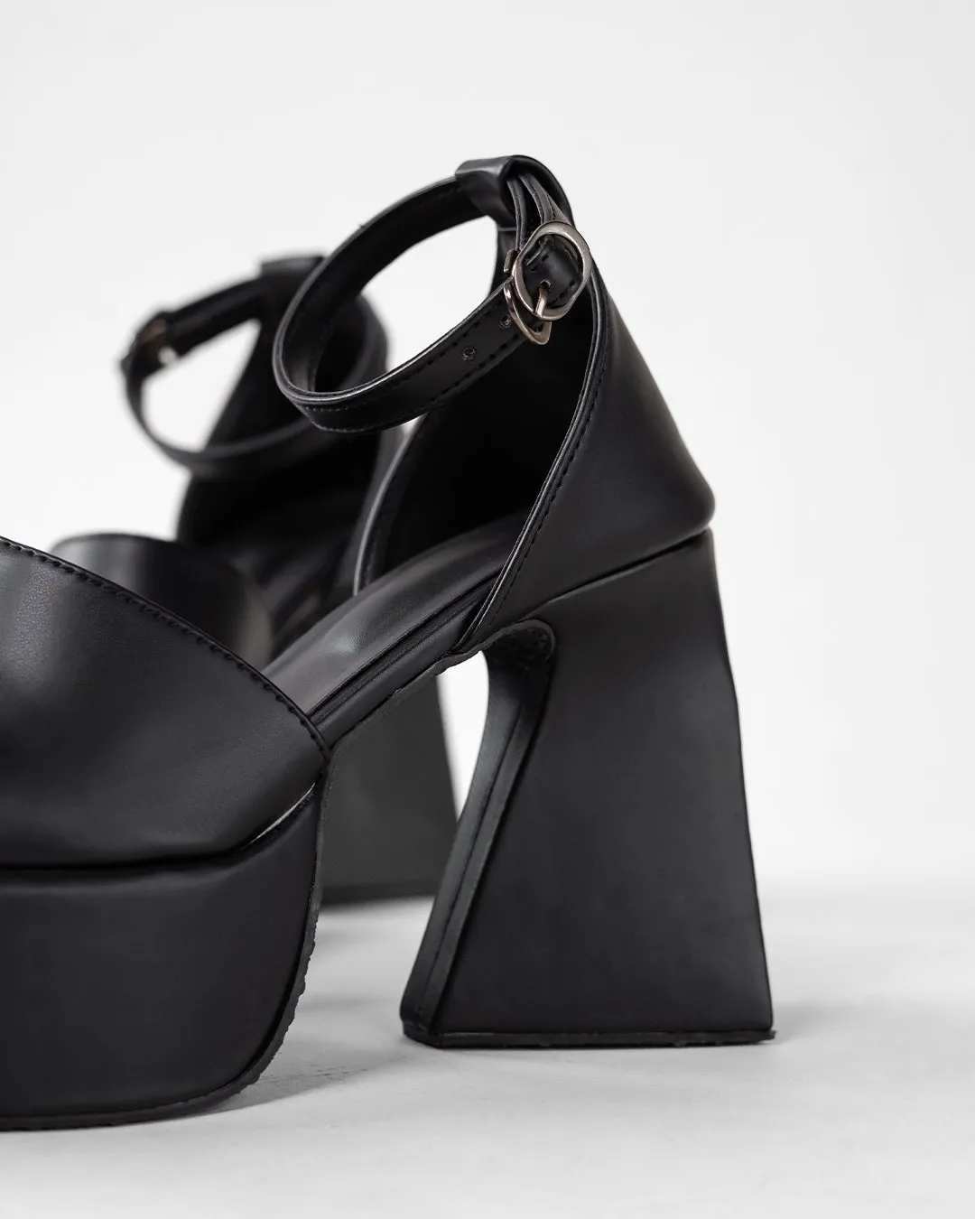 Retro Style Black Ankle Strap Platform - Image 3