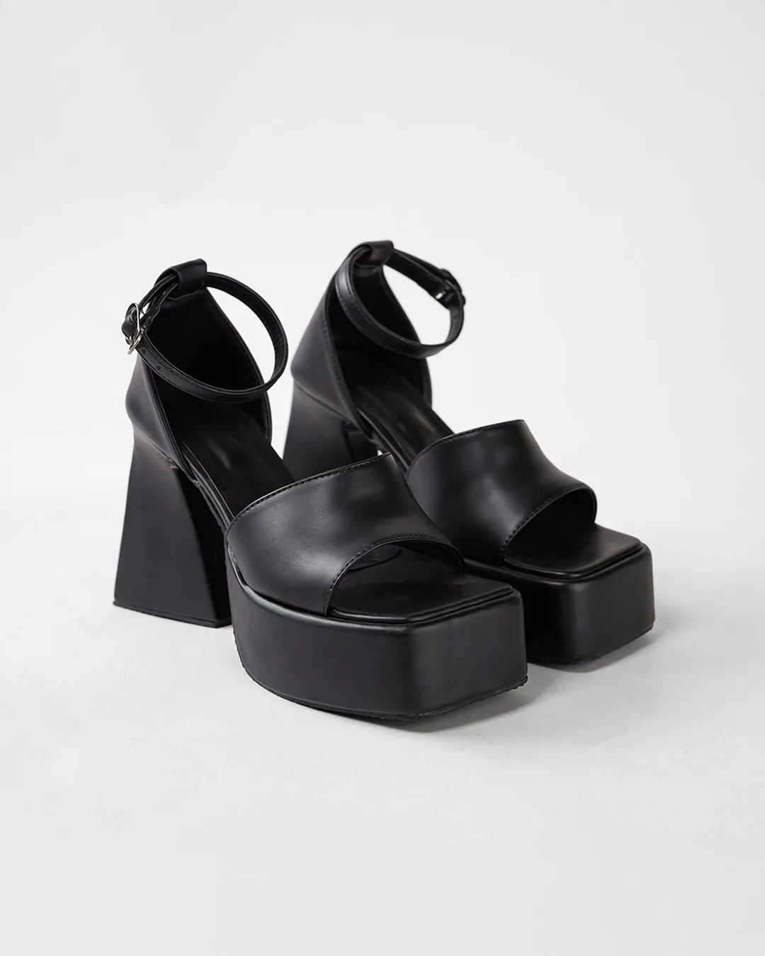 Retro Style Black Ankle Strap Platform - Image 4