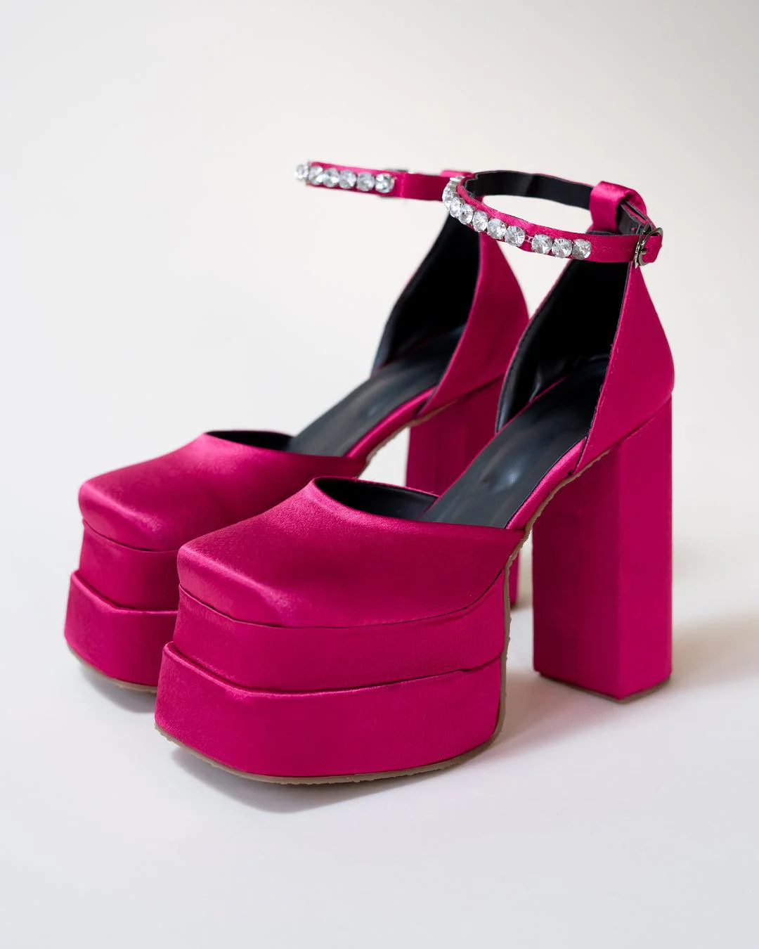 Rhinestone Platform Pink Heels - Image 2