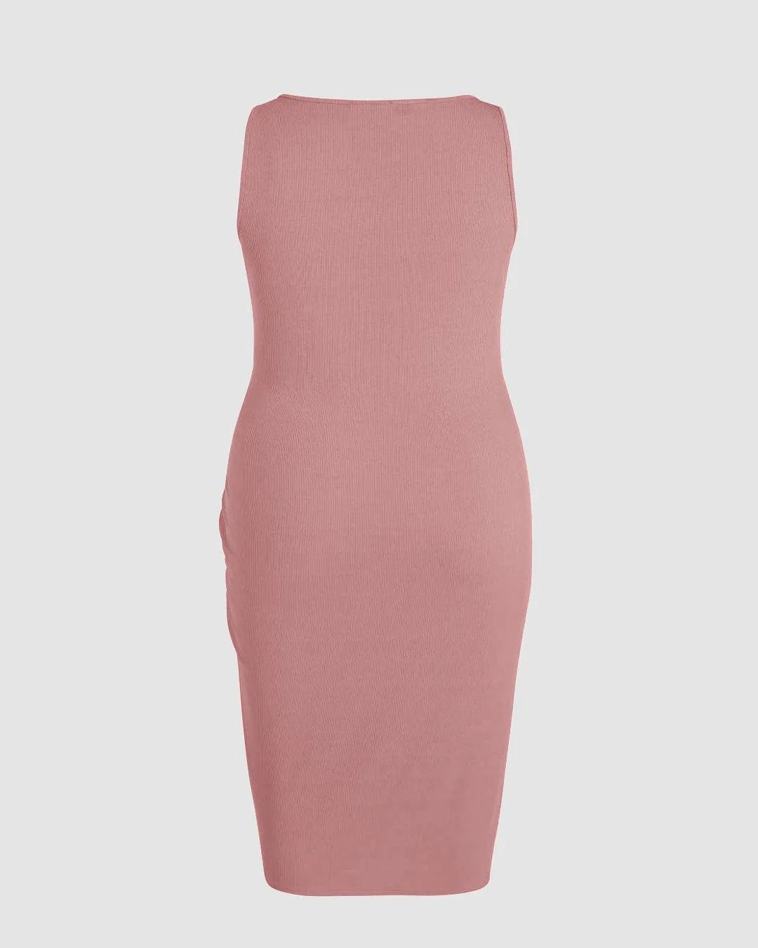 Rib Button Drawstring Midi Dress Pink Curve & Plus - Image 4