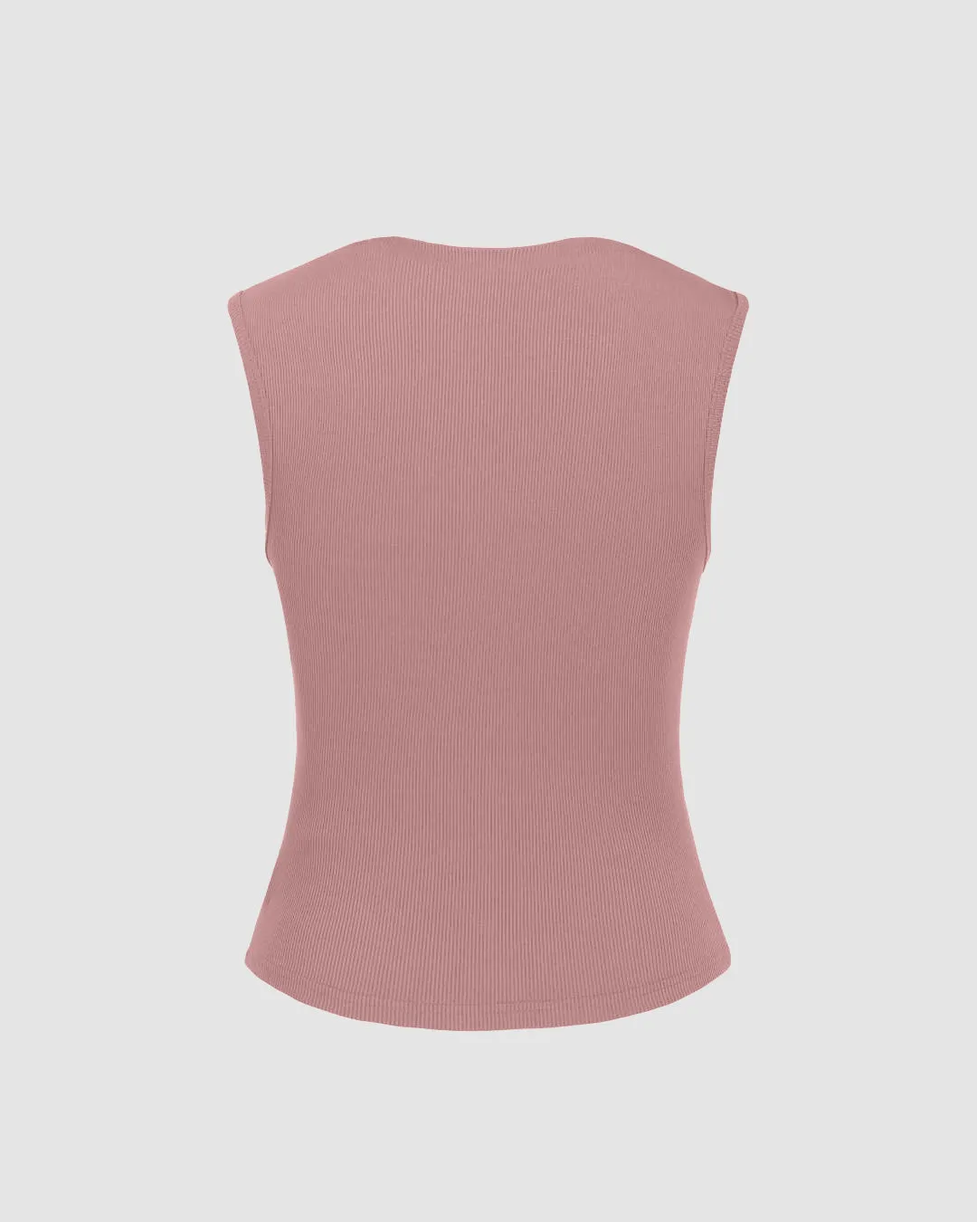 Rib Round Neck Solid Tank Top & Mid Waist Ruffle Midi Skirt In Pink - Image 4
