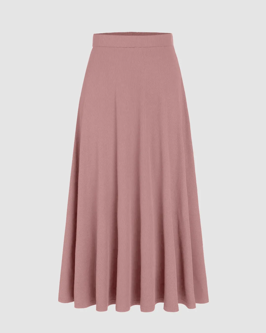 Rib Round Neck Solid Tank Top & Mid Waist Ruffle Midi Skirt In Pink - Image 5