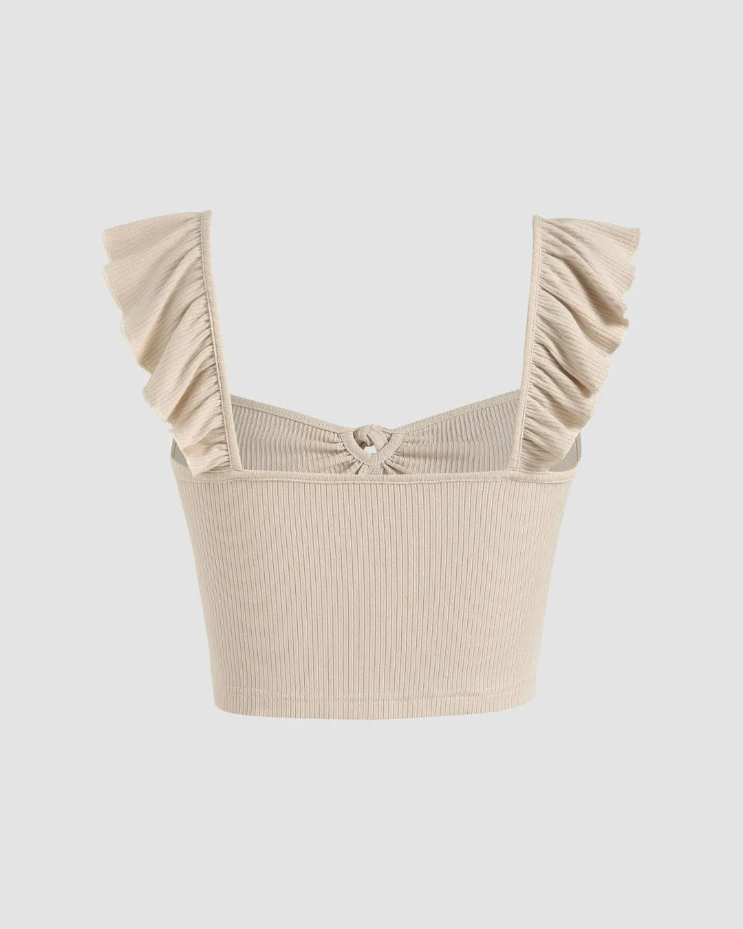 Ribbed apricot frill top - Image 2