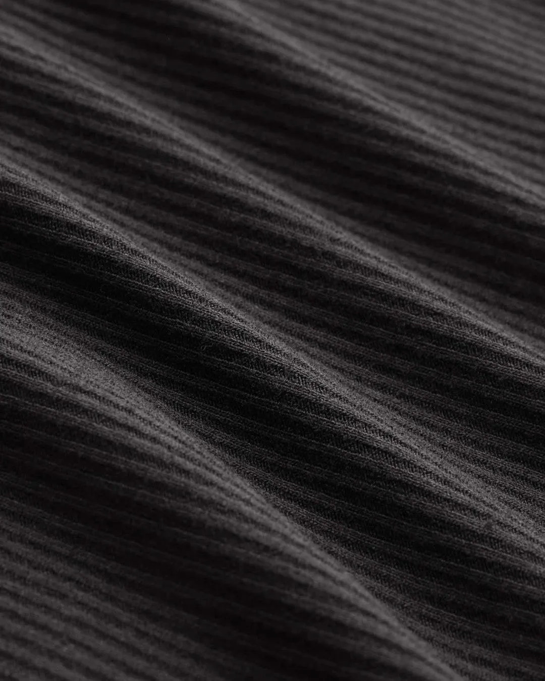 Ribbed Side Button Long Sleeve Black Top - Image 3