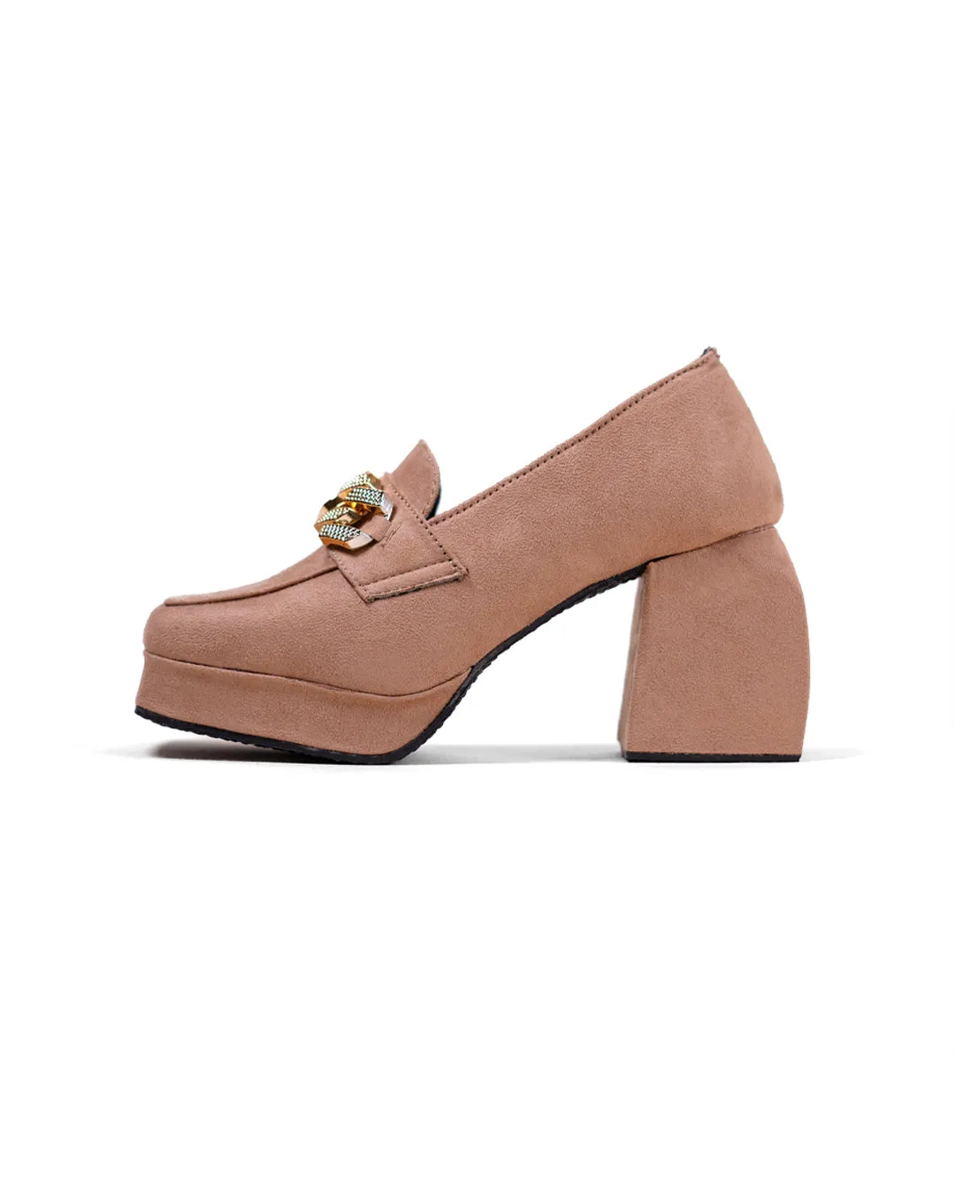 Rose Color Chain Detail Platform Shoes - Image 3