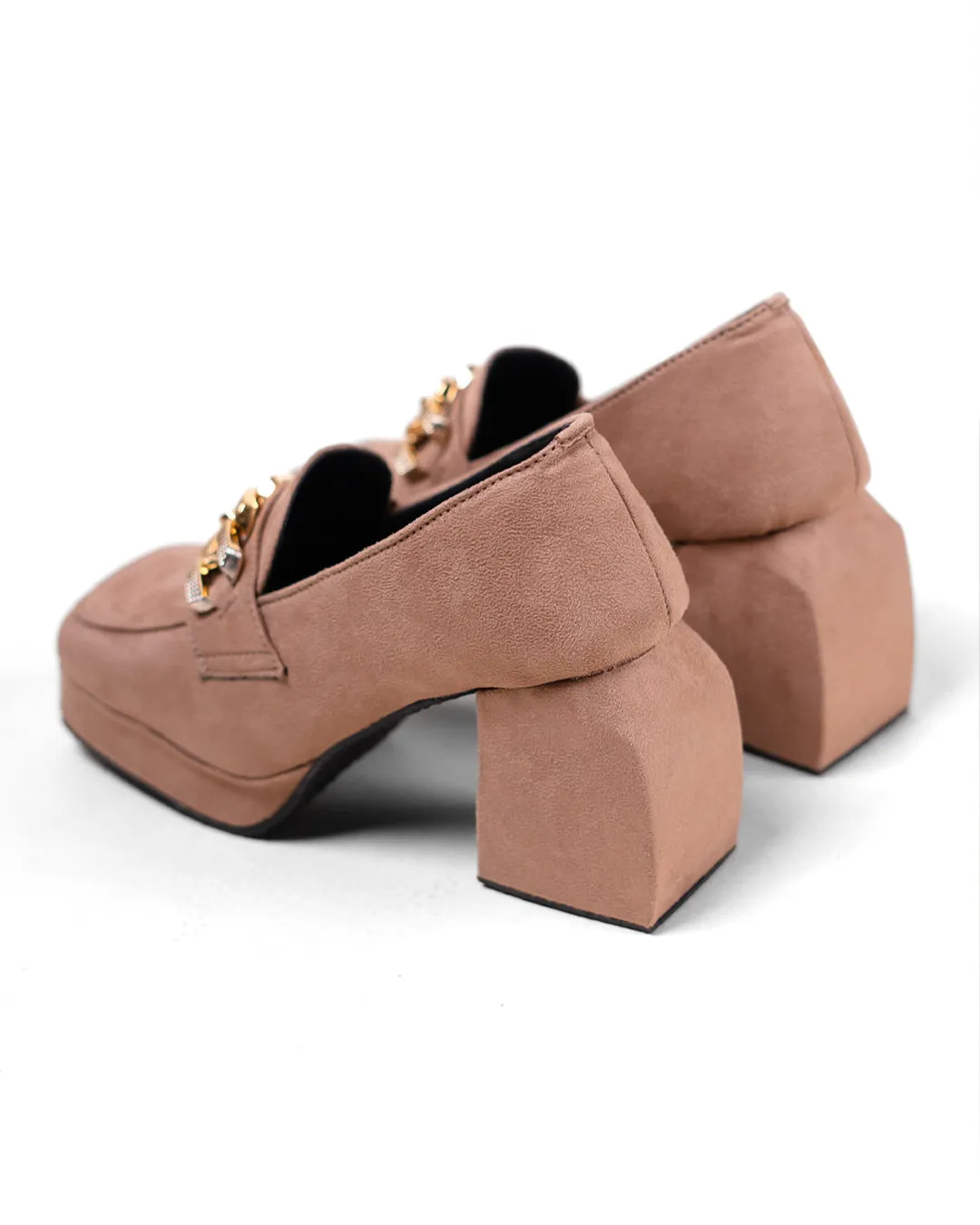 Rose Color Chain Detail Platform Shoes - Image 5