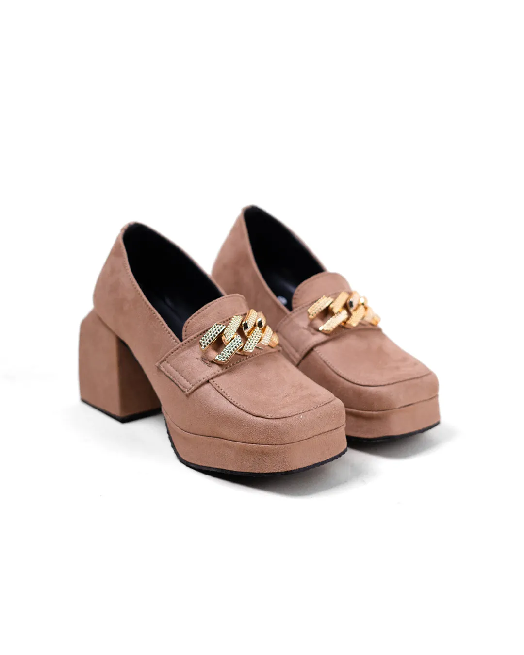 Rose Color Chain Detail Platform Shoes - Image 6