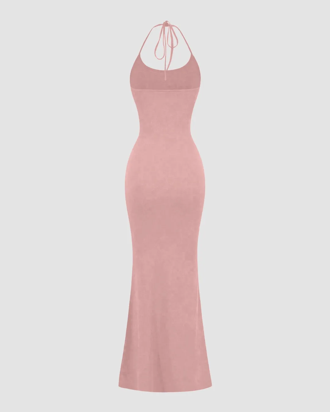 Rose Halter-Neck Bodycon Maxi Dress With Sleek Minimalist Design - Image 3