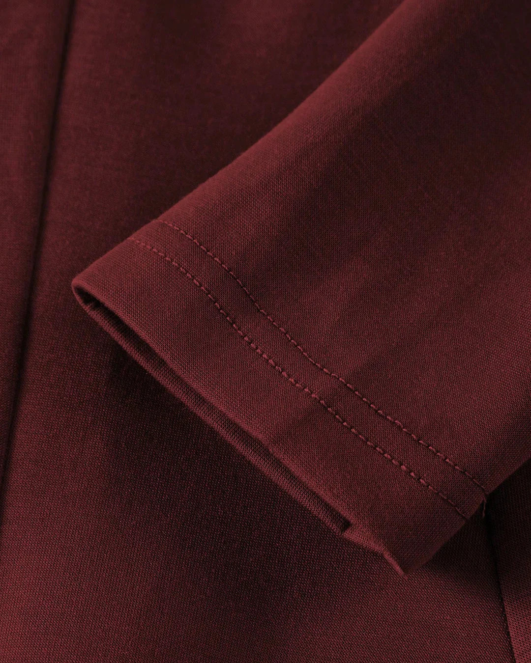 Round Neck Fit & Flare Solid Long Sleeve Midi Dress in Merlot - Image 4