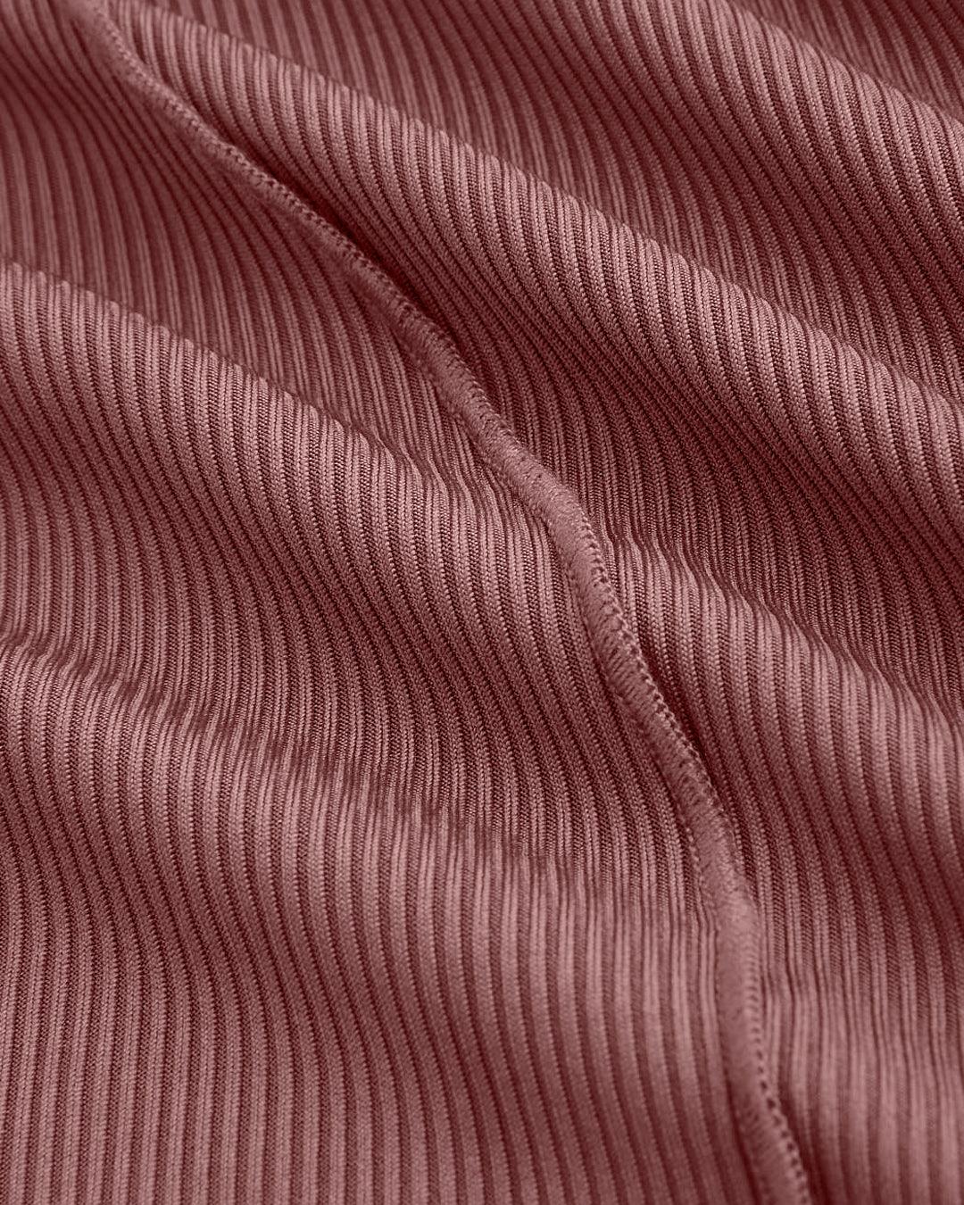 Round Neck Front Button Short Sleeve Dusty Pink T-shirt - Image 3