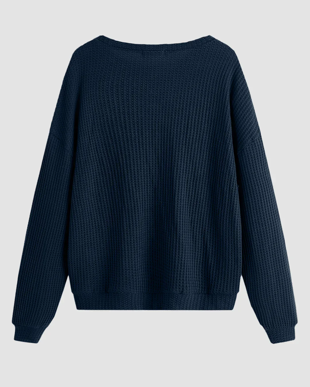 Lounge Crew Neck Ribbed Full Sleeve Sweatshirt in Navy Blue - Image 2