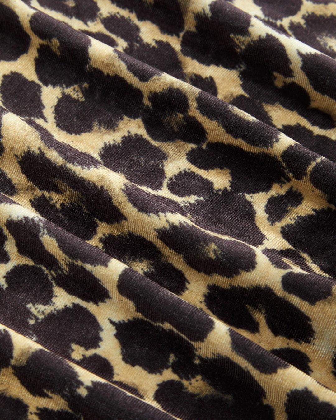 Round Neck Long Sleeve Black Top & Mid Rise Leopard Print Wide Pants Set - Image 4