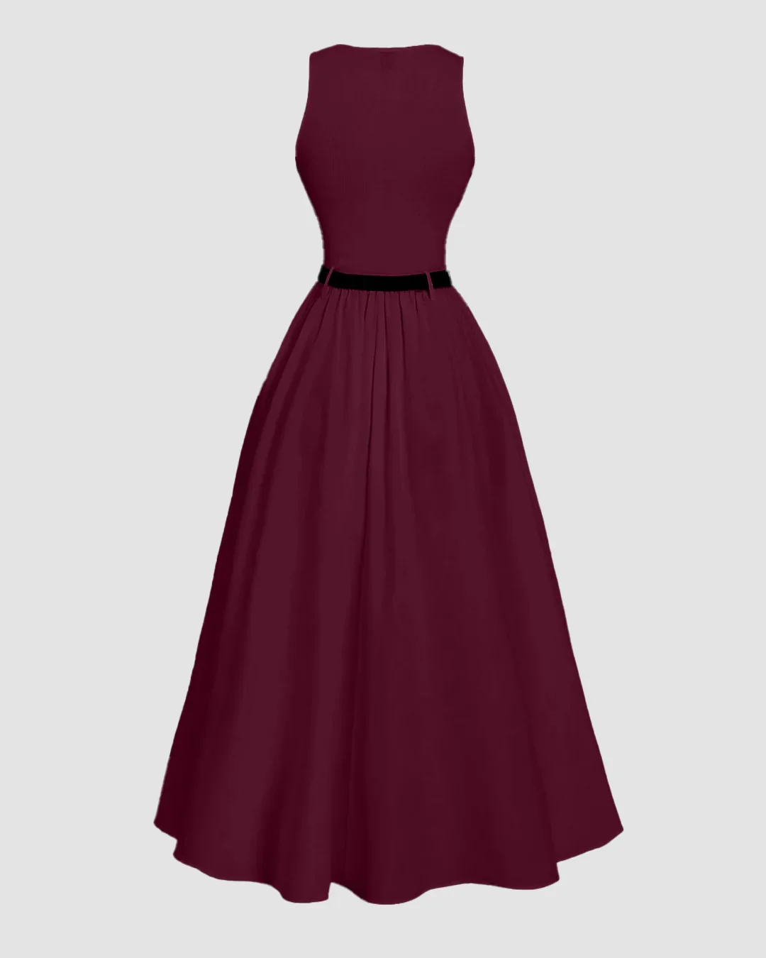 Sleeveless A Line Maxi Dress in Burgundy - Image 2