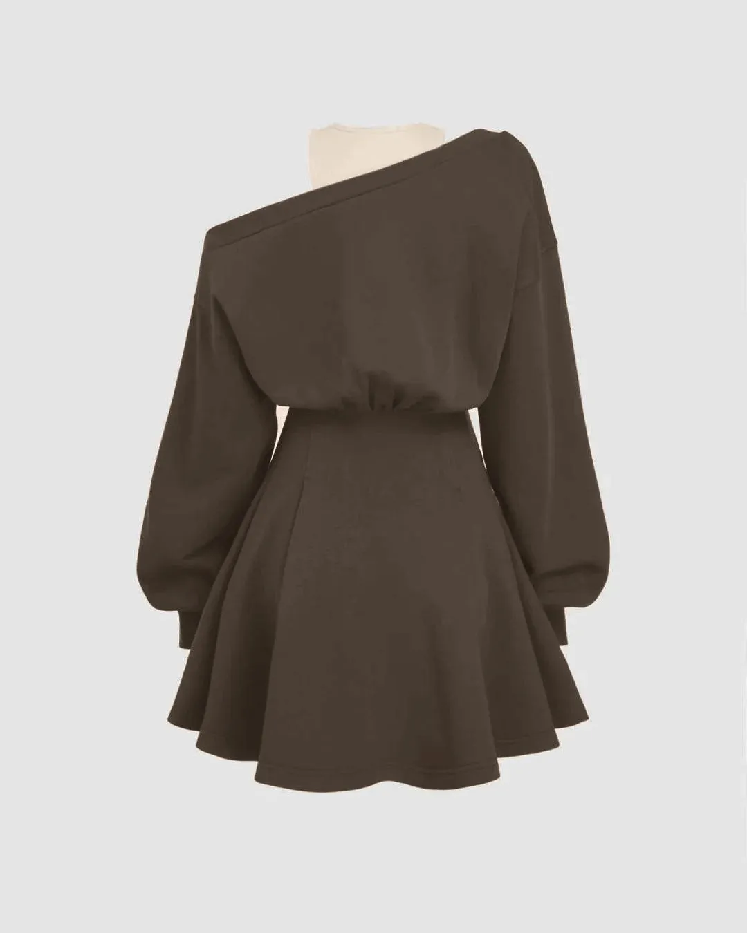 Round Neckline Asymmetrical Ruffle  Mini Dress - Image 2