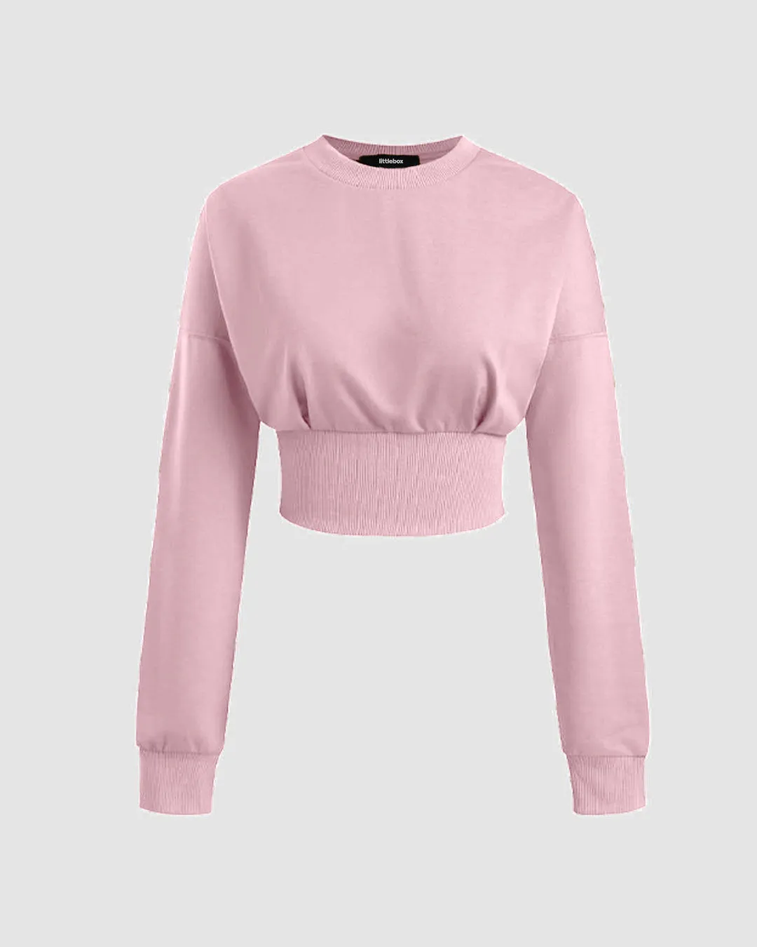 Round Neckline Ruched Full Sleeve Top with Y2K Aesthetics Double Pocket Trouser In Pink - Image 3