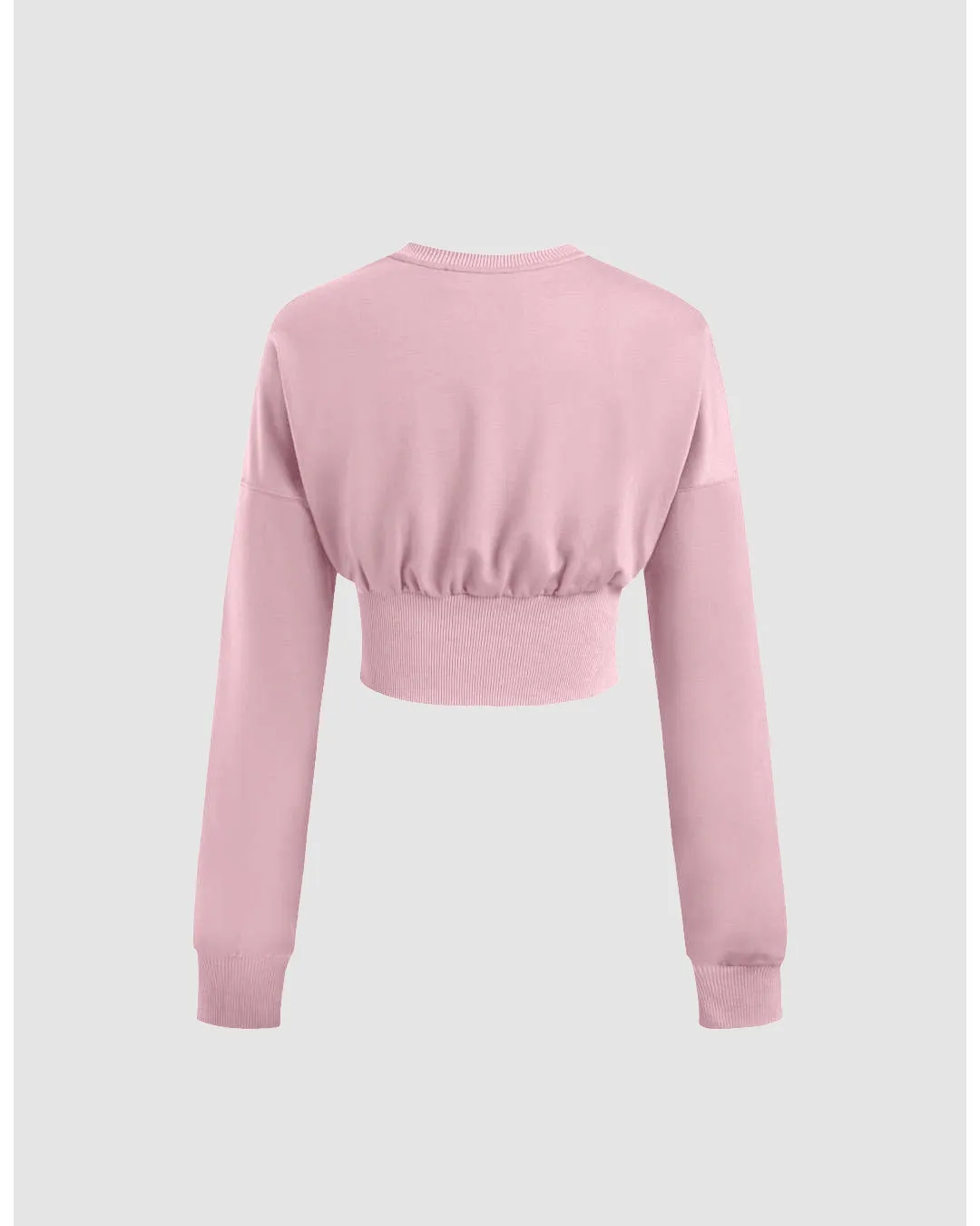Round Neckline Ruched Full Sleeve Top with Y2K Aesthetics Double Pocket Trouser In Pink - Image 4