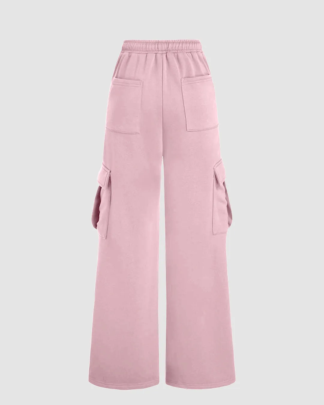 Round Neckline Ruched Full Sleeve Top with Y2K Aesthetics Double Pocket Trouser In Pink - Image 5