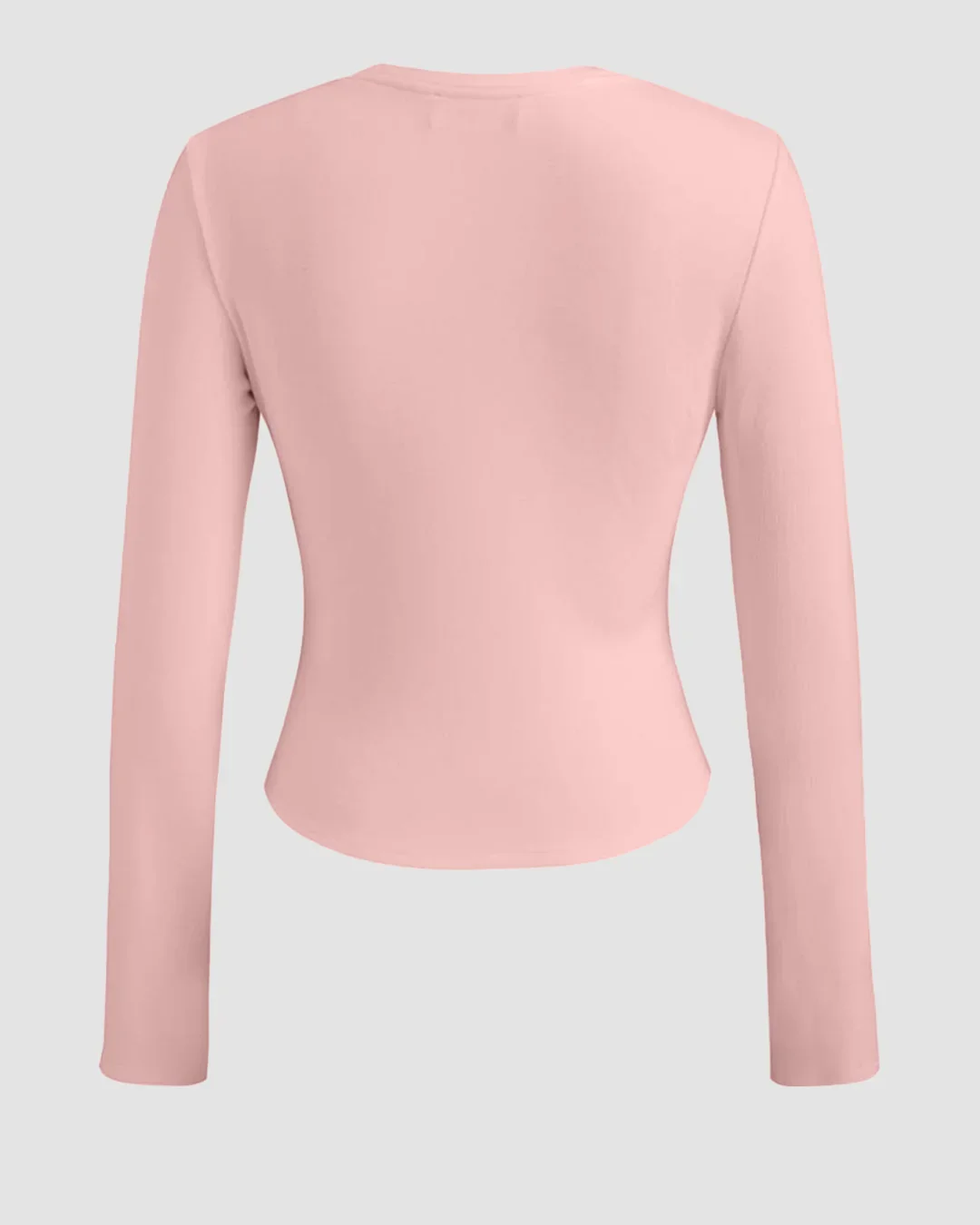 Round Neckline Ruched Long Sleeve Top in Rose - Image 2
