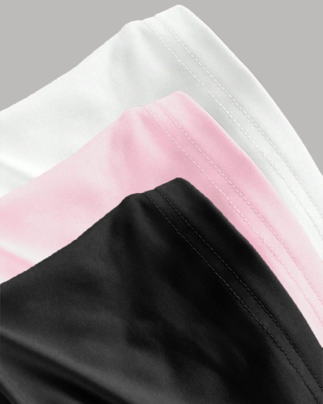Cap Sleeve Boat Neck Ruched Top Set in Black, Pink and White - Image 3