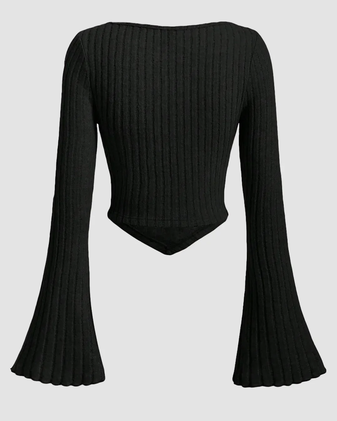 Ruched Front Square Neck Full Sleeve Top in Black - Image 2