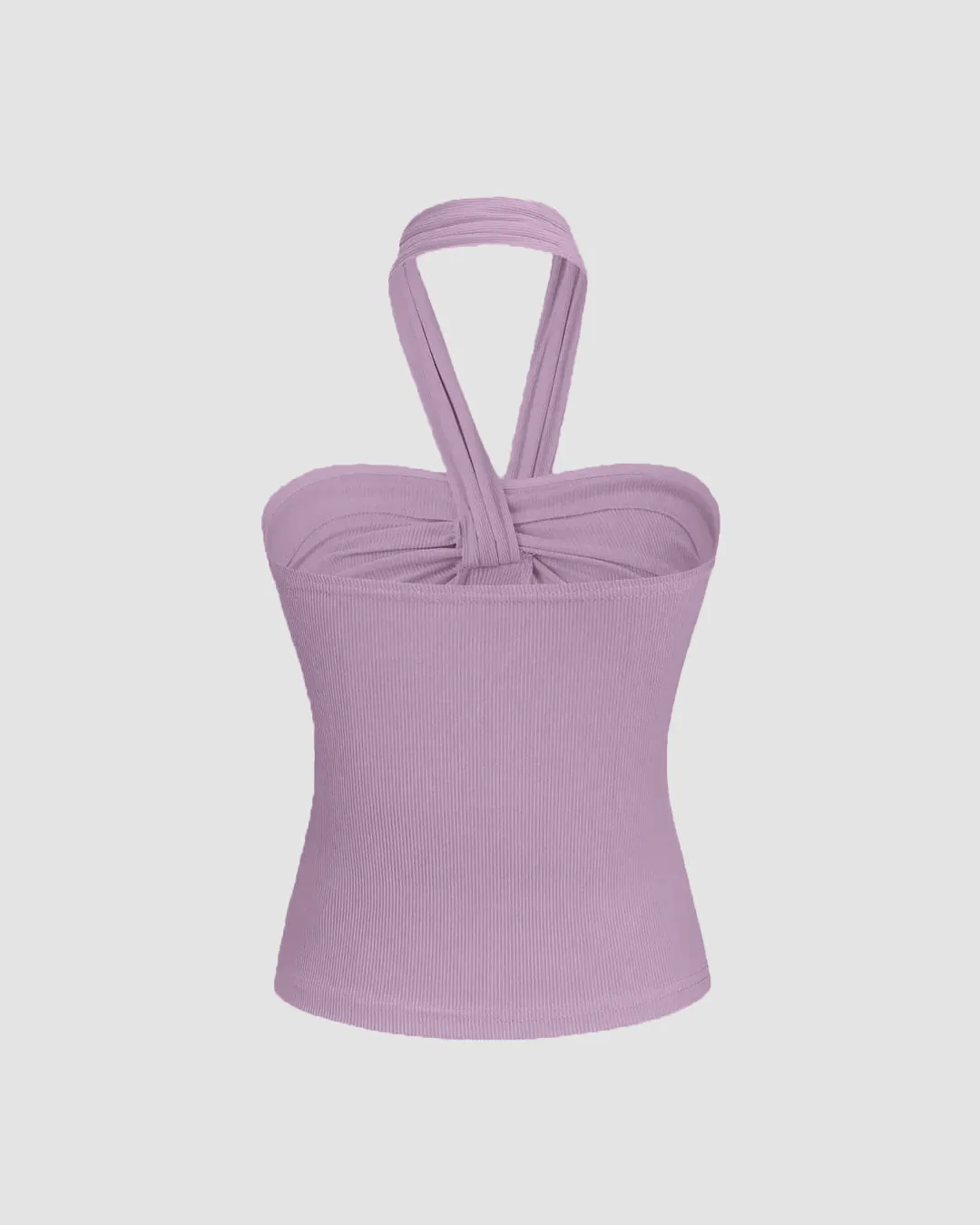 Ruched Halter Crop Top in Lilac - Image 2
