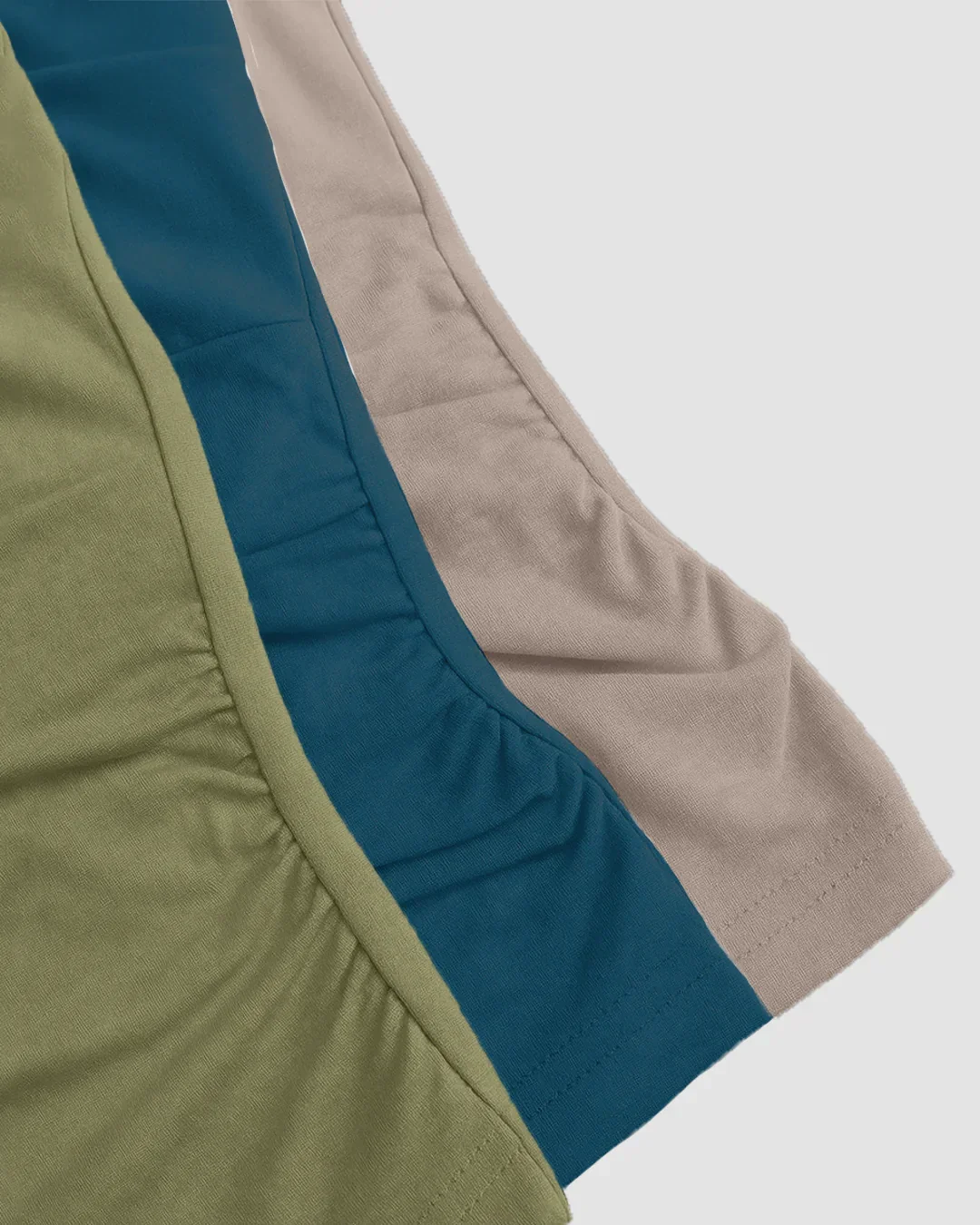 Ruched Halter Neck Combo Tops in Sage, Beige & Teal Blue - Image 3