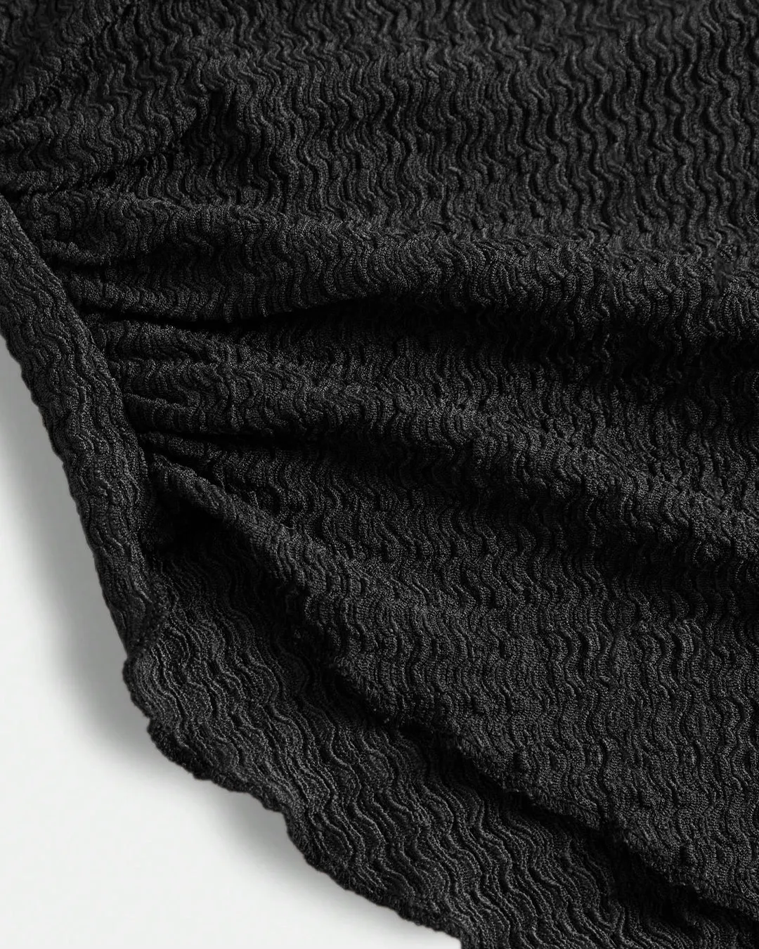 Ruched Long Sleeve Fitted Knit Top and Flare Pants Two Piece Set in Black - Image 3