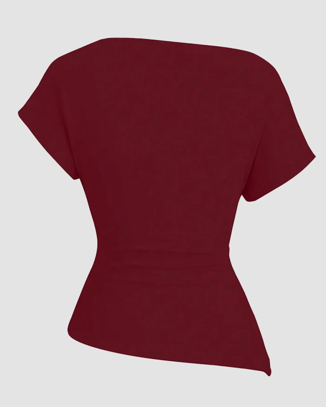 Ruched One Shoulder Asymmetric Top in Maroon - Image 2