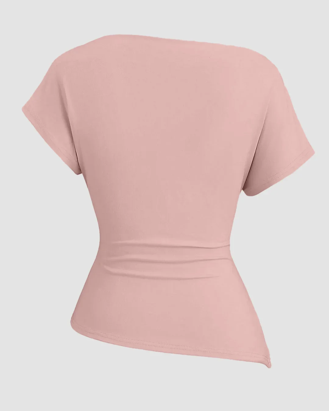 Ruched One Shoulder Asymmetric Top in Rose - Image 2